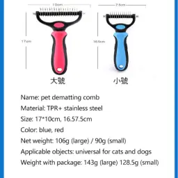 Aço inoxidável dupla face Dematting pente para Pet, profissional Dog Grooming escova, desembaraçar e derramamento - Image 6