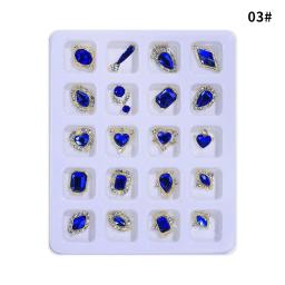 Azul prego arte strass kit 20 pçs pedras preciosas pedra acessórios do prego tamanhos multi-estilo 3d brilho de vidro luxuoso manicure decoração - Image 1
