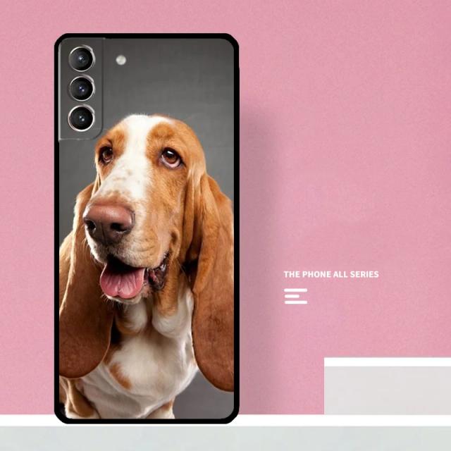 Capa de Cão de Caça Basset para Samsung Galaxy S22, S23 Ultra, S20, S21 FE, Note 10 Plus, S8, S9, S10 e Note20 Ultra