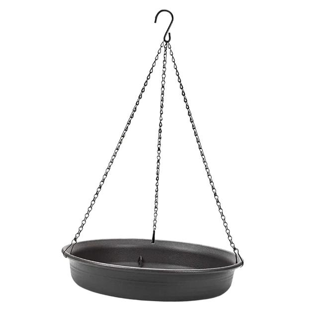 Alimentador de metal para pássaros com correntes resistentes e bandeja, ideal para quintais e varandas