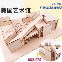 Casas em miniatura Kits De Construção, Diorama DIY, Modelo Arquitetônico, Brinquedos 3D Puzzle, Museu De Arte De Construção De Madeira, 1:100, Escala 1:200 - Image 3