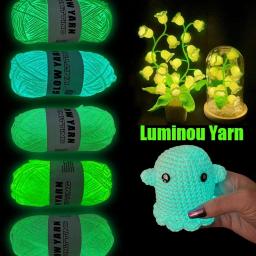 Fio fluorescente luminoso para artes e ofícios de bricolage, brilho no escuro, suéter de tricô, chapéu, brilhante, 58 jardas, 5 cores - Image 5