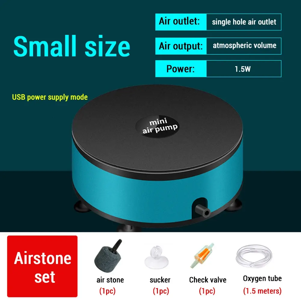 Aquário Mini Bomba De Ar, Tanque De Peixes Ultra Silencioso, Bomba De Oxigênio Com Pedra De Ar, USB Portátil, Kit Bubbler De Ar 1.5W Para Tanque De Peixes Em Casa - Image 1