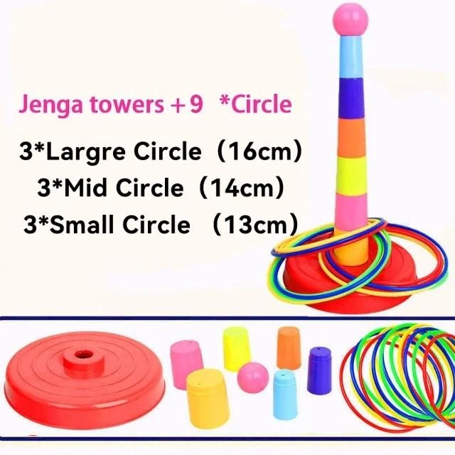 Jogo de Lançamento de Anel Infantil Brinquedo de Empilhamento 2 em 1 para Festas Familiares
