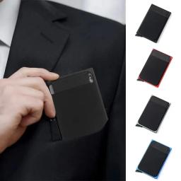 Carteira inteligente RFID para homens e mulheres, porta-cartões, metal, fina, fina, pop-up, minimalista, pequena, bolsa preta - Image 3