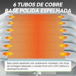 Resfriador de CPU branco GMRGB com 6 tubos de calor para suporte a 1700/1200/115x/AM4/2011/X79/X99 Eficiente ventilador PWM ARGB de 4 pinos com radiador ventilador - Image 2