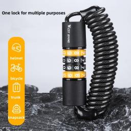 Bloqueio de segurança anti-roubo para bicicleta, capacetes de bicicleta, fechaduras de elasticidade, combinação de 4 dígitos, senha, cabo de aço para bicicleta de estrada, ciclismo L - Image 2