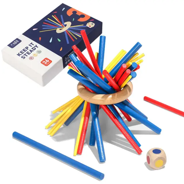 Brinquedo Educativo de Montessoriano: Varas de Madeira para Empilhamento e Jogos de Equilíbrio para Crianças