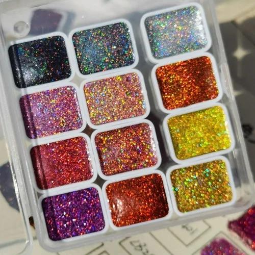 Pincéis de Caligrafia com Cores Mágicas para Pintura em Aquarela - 12 Cores em 1ml