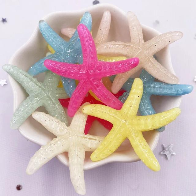 Conjunto de 10 Peças de Resina Colorida em Formato de Grande Estrela do Mar com Glitter - Acessórios para Decoração de Casamento, DIY, Jóias e Scrapbook