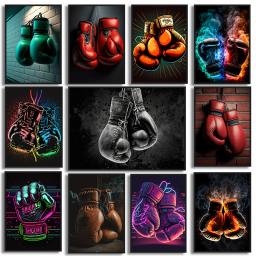 Luvas de Boxe Black Cool, Luvas Fitness, Cartaz Estético, Mural, Pintura em Lona, Ginásio, Decoração para Meninos - Image 1