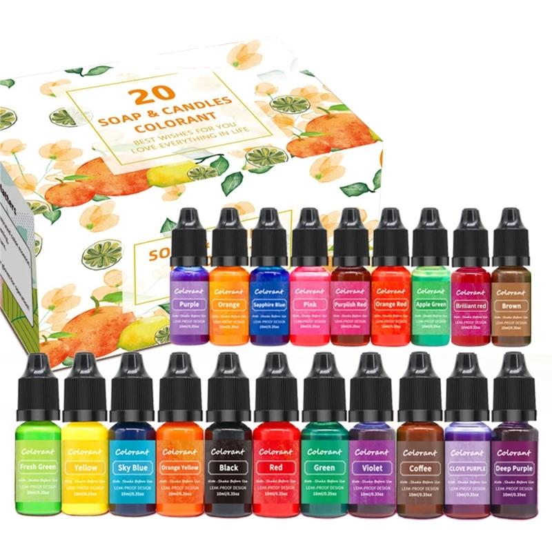 1 conjunto de corante de vela 20 cores líquido vela que faz a tintura para diy vela que faz a fonte kit vela coloração para soja corantes 0.35oz/10 ml - Image 1