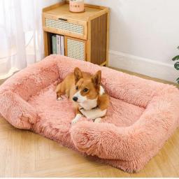 Cama grande cachorro, anel de pelúcia, cachorro, esteiras de dormir no chão, sofá, canil colchão, pet fornecimentos, inverno - Image 3