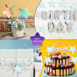 Iridescente estrelas confete recortes, duplo impresso papel estrela, Glitter estrelas decoração, Fontes do partido, 10pcs - Image 4