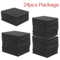 24 peças 300x300x25mm estúdio de espuma acústica à prova de som painel acústico à prova de som isolamento isolamento absorção painéis de parede - Image 1