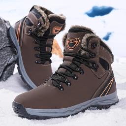 Sapatos de caminhada masculinos de alta qualidade novo inverno casual anti deslizamento quente sola grossa sapatos de algodão alta superior confortável botas de neve de pelúcia - Image 1