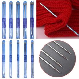 2 Pçs/set Aço Inoxidável Reta Tecer Camisola Crochet Hooks Agulhas de Tricô DIY Ferramentas Acessórios De Metal Crochê Tricô - Image 1