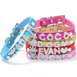 Identificação de cão personalizado coleiras, personalizado Pet Nome Pingente, strass Cat Collar, Anti-Lost Puppy Neck Strap, Chihuahua Suprimentos - Image 2