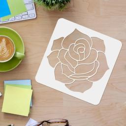 Quadrado Rose Flower Stencil, Arte e Artesanato Stencil, DIY Pintura em Madeira, Branco, 12 "x 12" - Image 3