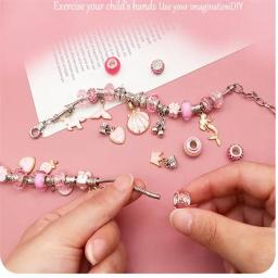 Kit de fazer jóias charme pulseira colar presente liga contas conjunto diy brinquedos para crianças pulseiras presentes aniversário para meninas 2023 - Image 5