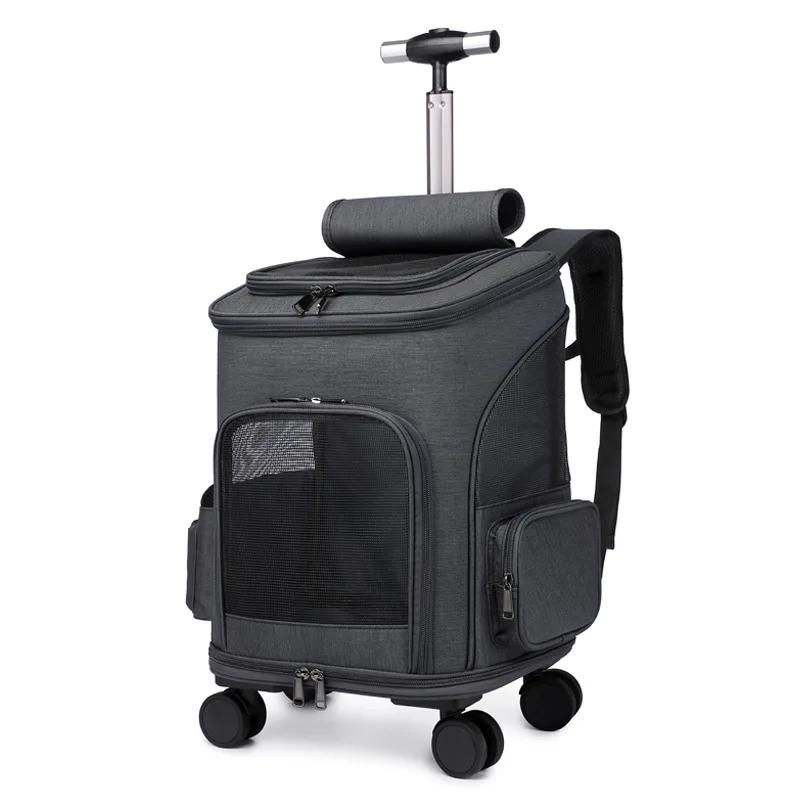 Grande Capacidade Portátil Pet Bag Mochilas Dobrável Universal Roda Trolley Caso Dog Bag Respirável Pet Viagem Mochila - Image 1