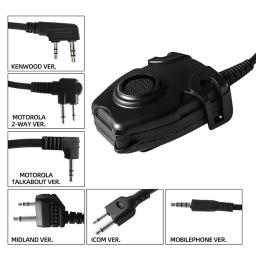 Fone de ouvido tático u94 ptt push to talk adaptador de fone de ouvido para kenwod/motorala 2 vias/motorol/icm/média/telefone - Image 1