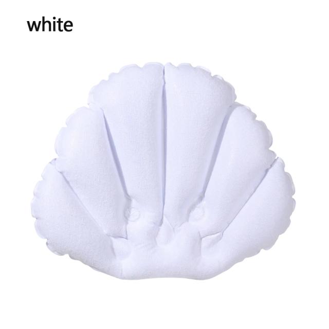 Travesseiro Inflável de Banho em Forma de Ventilador com Ventosas para Suporte Suave do Pescoço - Acessório de Spa para Banheira 1Pc