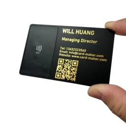 NFC metal Digital cartão de visita, produto personalizado, preto fosco, ouro, QR Code gravura - Image 1