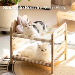 Rede De Madeira Maciça Para Animais De Estimação, Cama De Madeira Para Animais De Estimação, Cama De Gato, Gatinho, Cachorro Pequeno, Várias Camas, Pode Ser Empilhada Para Muitos Gatos, Resistente, Verão - Image 3