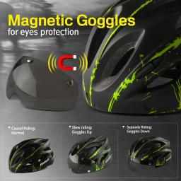 PEMILA-Capacete de Ciclismo Integralmente Moldado para Homens e Mulheres, Capacete Ultraleve de Bicicleta, Capacete de Motocicleta com Óculos Magnéticos - Image 3