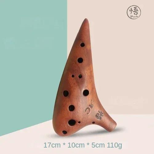 Ocarina de Madeira Maciça para Crianças - Instrumento Musical Exclusivo com 12 Furos, Design Luxuoso e Acessórios Profissionais