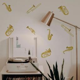 Reutilizável instrumento de sopro estêncil, saxofone, trompete, tuba, desenho trombone, instrumentos de jazz, música, 11,8x11,8" - Image 6