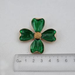 Alfinete de lapela vintage para mulheres, acessórios para jóias, moda, esmalte verde, flor, trevo da sorte, broche de quatro folhas, atacado - Image 3