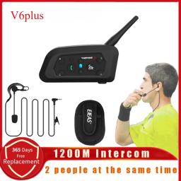 V6 Plus Bluetooth Intercom Fones de ouvido, Futebol Árbitro Arbitragem Intercomunicador, Motocicleta Comunicador impermeável, 1200m - Image 2