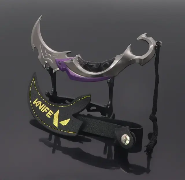 Decoração de Valorante: Saqueamento da Impressão Ouro Roxo Frenzy com Garra de Faca e Katana Espada Modelo Toy