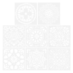 Estênceis reutilizáveis premium 8 pçs definir oco para fora mandala pintura estêncil piso parede telha de madeira estêncil spray - Image 2