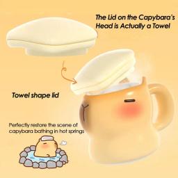 Caneca cerâmica animal capivara, Copo bebendo bonito com copo e tampa, Caneca de banho 3D, 400ml - Image 6