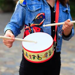 Tambor de mão de desenhos animados para crianças Pandeiro dupla face Instrumento de percussão Orff de madeira portátil Instrumentos musicais Brinquedos educativos - Image 5