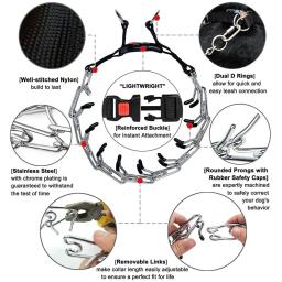 Dog Training Pinch Collar com Comfort Dica e Quick Release Buckle, Tampa de Nylon, Dog Prong, Todos os Tamanhos Cães, No Pull - Image 3