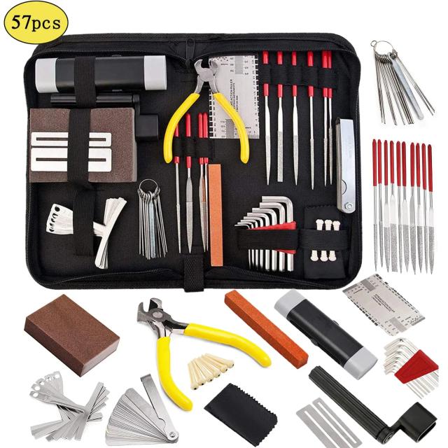 Kit de Ferramentas para Guitarra com Bolsa, Inclui Cordas, Régua de Ação, Ferramentas de Reparação, Acessórios para Luthier e Ukulele - 16 a 74 Peças