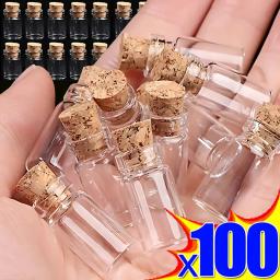 10/100 pçs mini garrafas de vidro transparente com rolha de cortiça garrafas de mensagem para decoração de festa de aniversário de casamento diy frascos presentes - Image 1