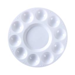 Paleta de Forma Redonda de Plástico Branco, Bandeja de Pintura para Segurar e Misturar Cores, Óleo Acrílico Aquarela - Image 3