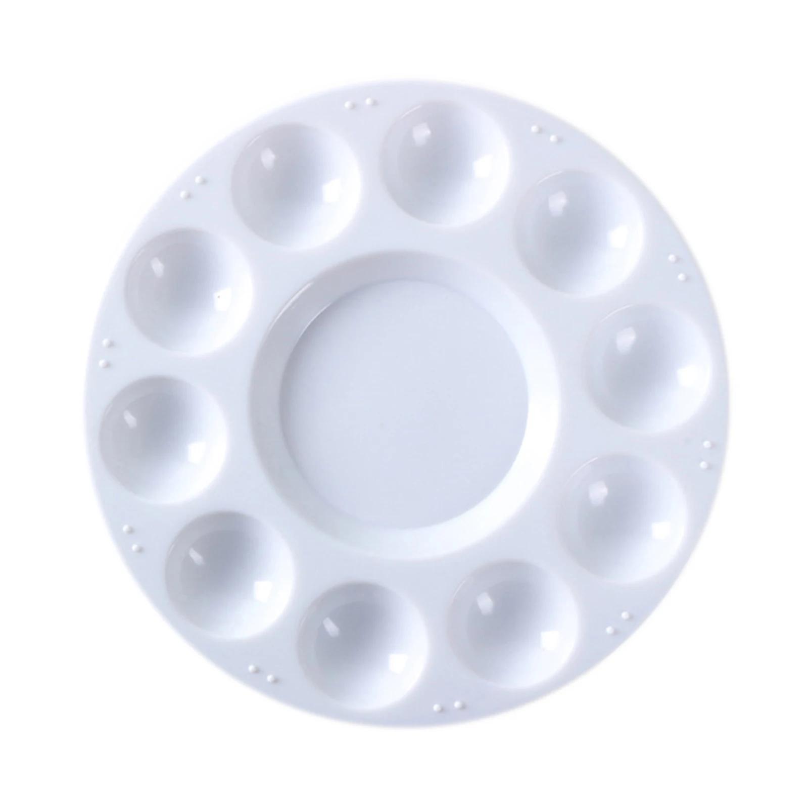 Paleta de Forma Redonda de Plástico Branco, Bandeja de Pintura para Segurar e Misturar Cores, Óleo Acrílico Aquarela - Image 1