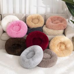 Donut Round Basket Cama de pelúcia para animais de estimação, acessórios grandes e médios, canil fofo, pequenos e filhotes, produtos laváveis para gatos e cães - Image 2