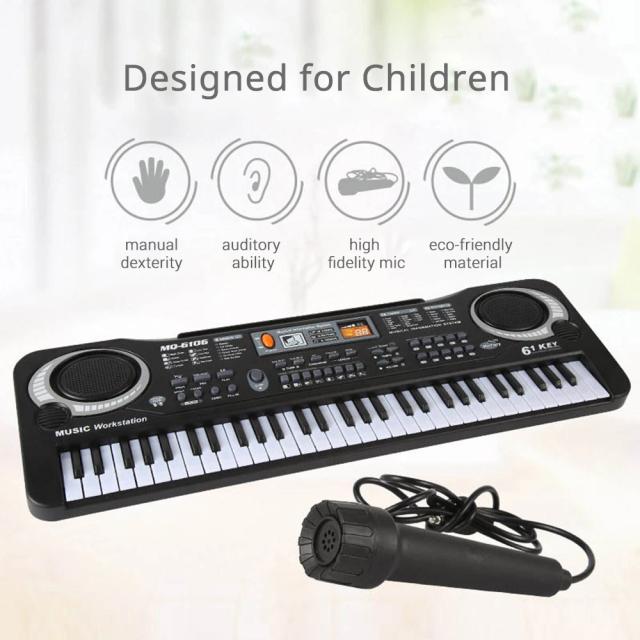 Teclado Eletrônico Profissional 37/61 Teclas Pretas - Synthesizer e Instrumento Musical Ideal para Presentes