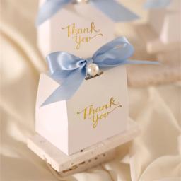 Caixas de presente de papel com etiquetas douradas, incluindo fitas e miçangas, perfeitas para aniversários e casamentos, 10pcs - Image 1
