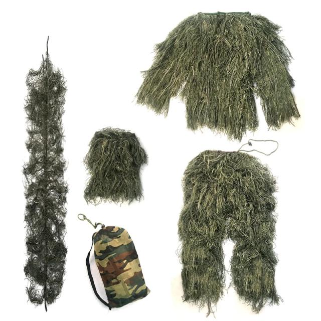 Terno Ghillie Respirável e Leve para Caça em Camuflagem para Homens e Mulheres com Capuz - Ideal para Aventura na Floresta