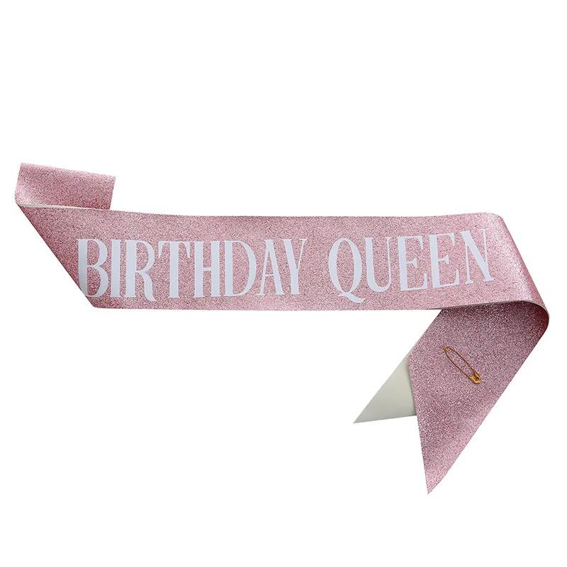 Fita cetim faixa para mulheres, feliz aniversário festa decorações suprimentos para menina, rainha, 10 °, 18 °, 20 °, 30 °, 40 ° - Image 1