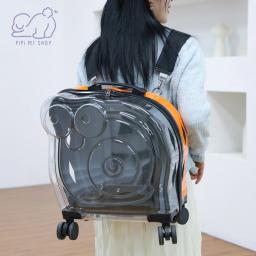 Mala de rolamento para pequenos animais, Pet Trolley Bag, Transparente Cat Case, Dog Travel Box, Suprimentos Acessórios, Moda - Image 6