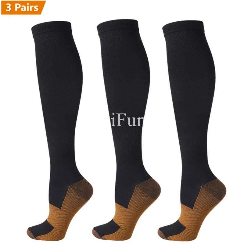 Meias de compressão para homens e mulheres, varizes, futebol, meias de futebol, corrida, meia de ciclismo, 30 mmHg, 3 pares - Image 1